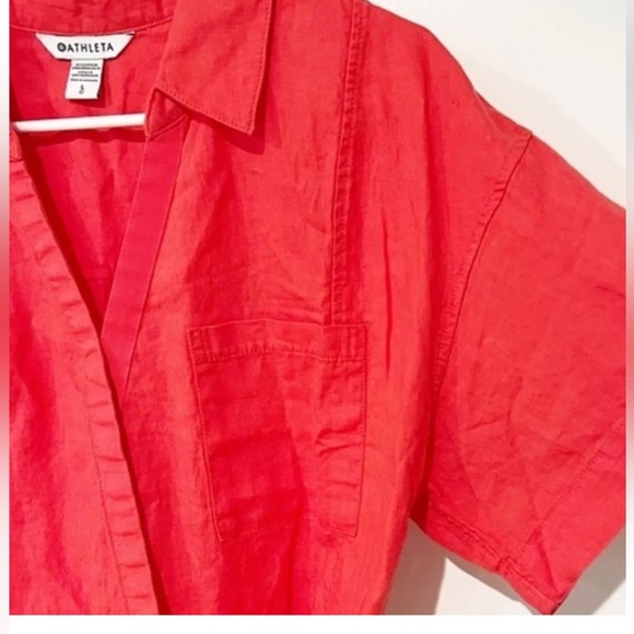 Athleta Playa TieCoral 100% Linen Blouse 3X, NWT - Picture 7 of 10